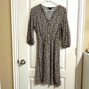 Banana republic leopard prints mandarin collar midi dress sz XS